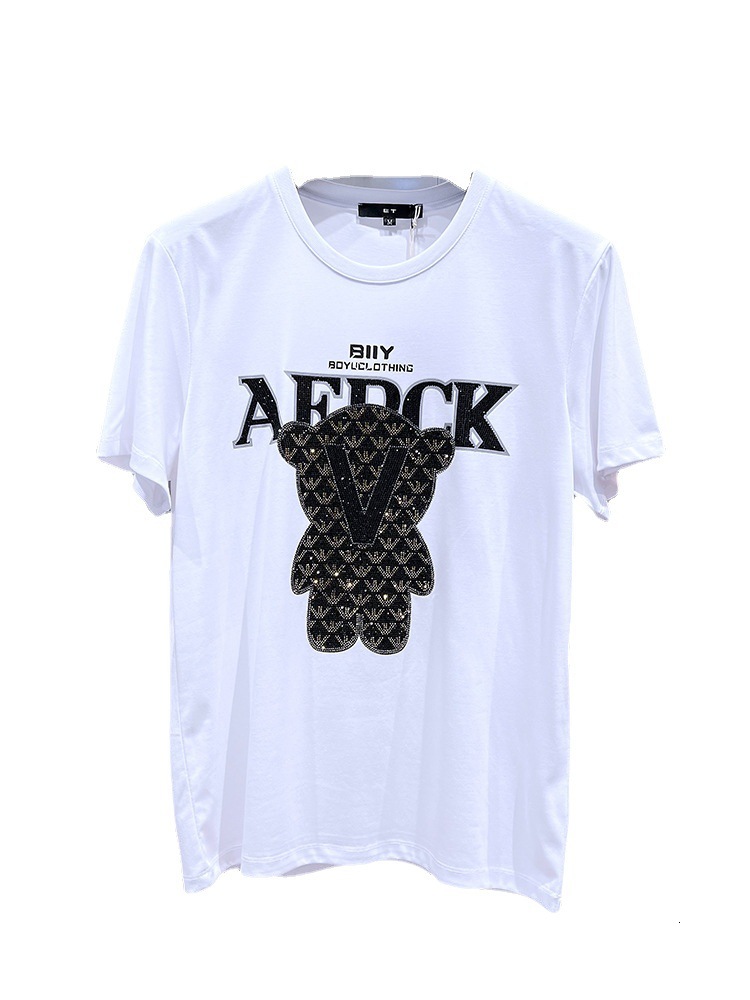Summer New Round Neck Short Sleeve Slim Fit Bear Embellished Fashionable Men's T-Shirt - view 6