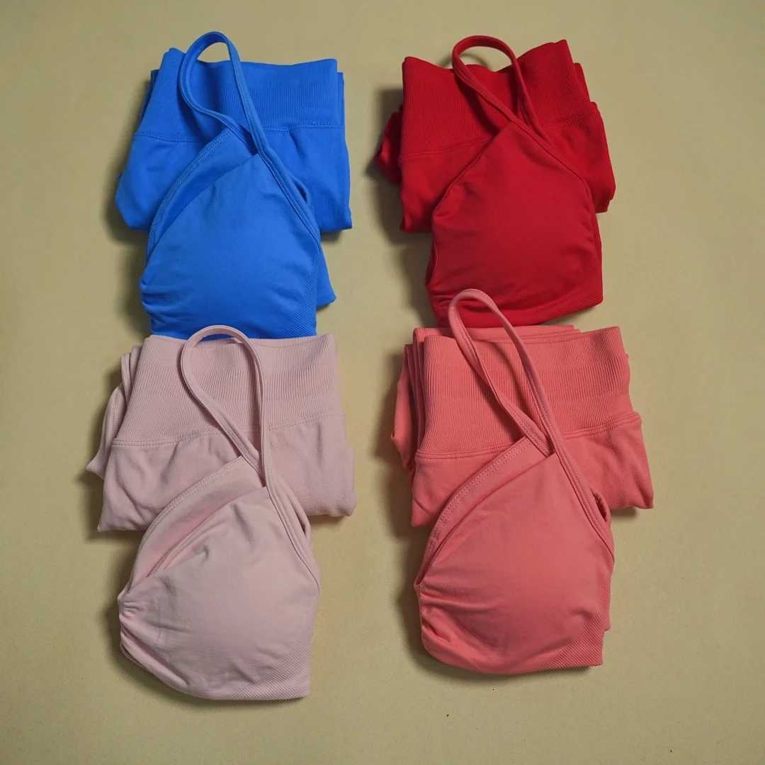 Yoga Womens 2Pcs Workout Suit Sports Underwear Slim Fitness Leggings Cycling Running Clothes Breathable Seamless Sportswear M260626 - view 5