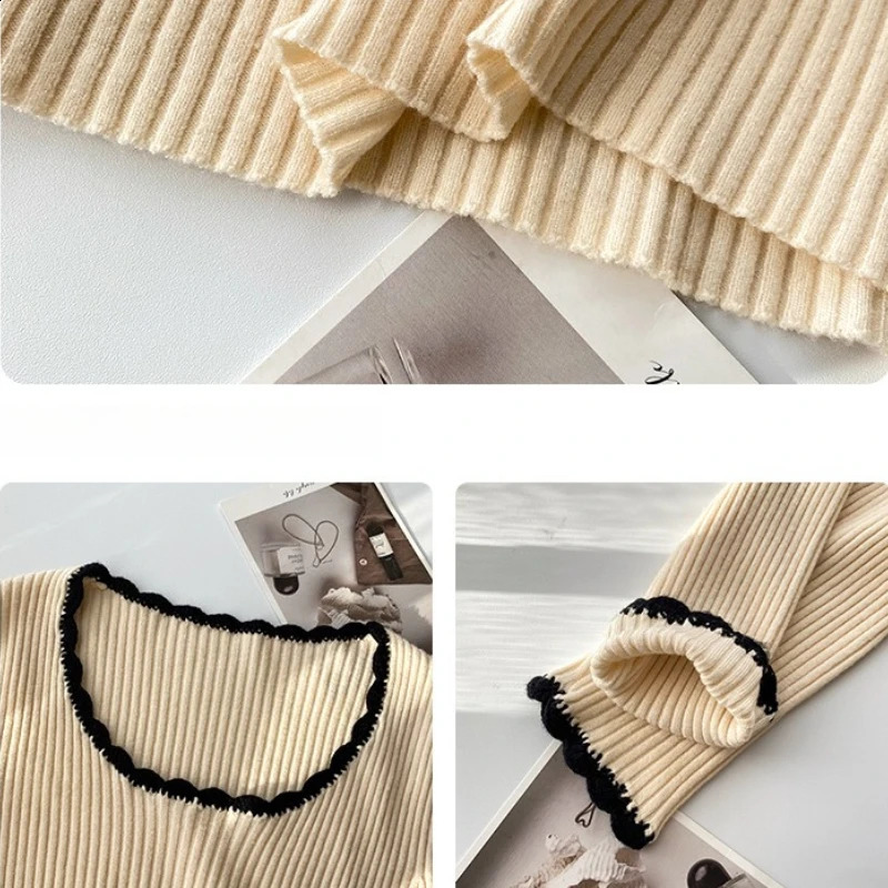 2026 Women Long Sleeve Slim Soft Tops Autumn Winter Square Neck Knitted Pullovers Casual Versatile Color Blocking Sweater 260626 - view 7