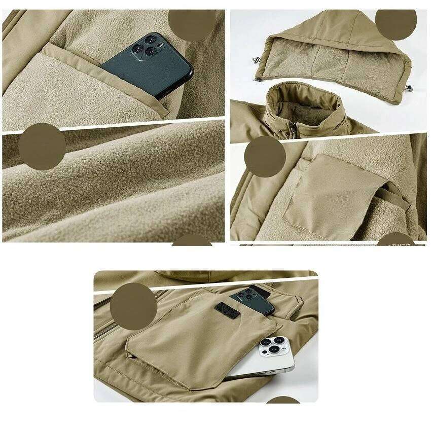New In Plus Size 8XL Men's Autumn Jacket Hooded Fleece Lined Coat Male Windproof Waterproof Big Large Outdoor Fishing Work Parka W260626 - view 7