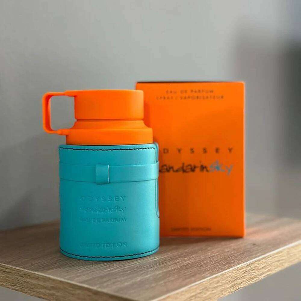 Men's Perfume 100ml Thermos Design - Citrus Aquatic Scent, Long Lasting EDP Spray, Blue & Orange Bottle, Unique Gift for Him 26L0626