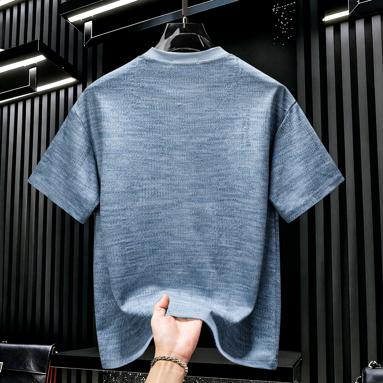 Men's High-End Embroidered Graffiti Short-Sleeve T-Shirt, New Summer Trendy Brand, Light Luxury Breathable Half-Sleeve Top - view 5