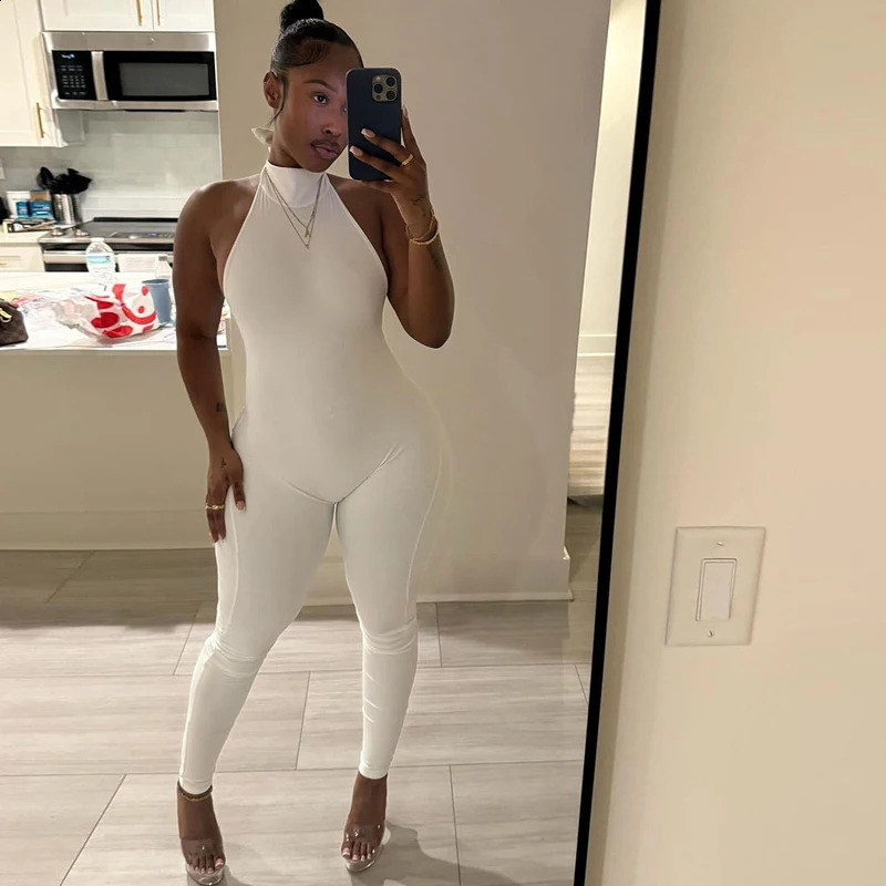 Sexy Skinny Jumpsuits Women Lift Buttocks Jumpsuit Solid Color Bandage Backless Halter Slim Yoga Fashion Overalls Streetwear 260626 - view 5