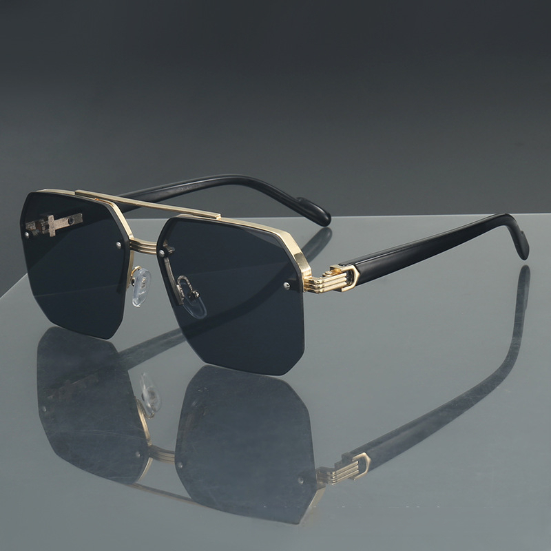 2026 Designer's New Niche Luxury High-end Sense Versatile Daily Casual Metal Square Half Frame Men's Sunglasses Fashionable And Trendy UV Re - view 4