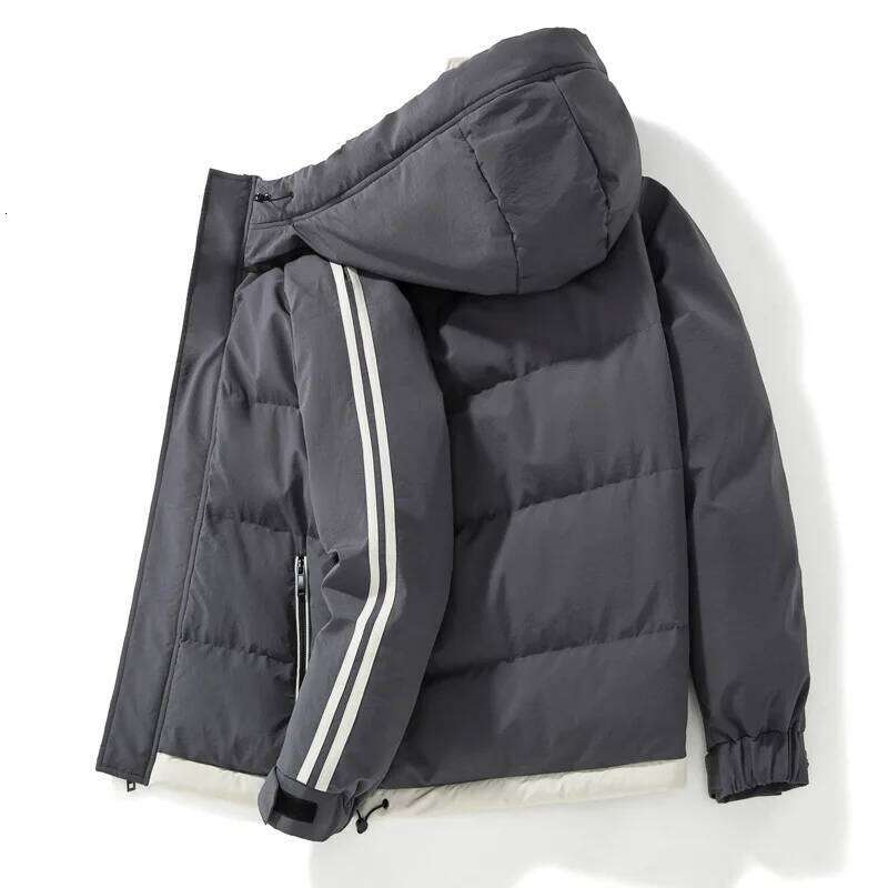 2024 New Men with Plush and Thickened Two Bar Cotton Jacket for Men, Hooded Bre J260626 - view 6