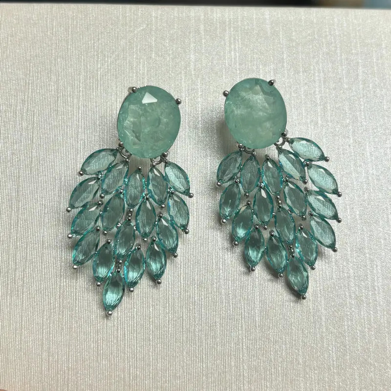 Bilincolor Fashion Green Earring for Women Wedding Bridal Jewelry 260625
