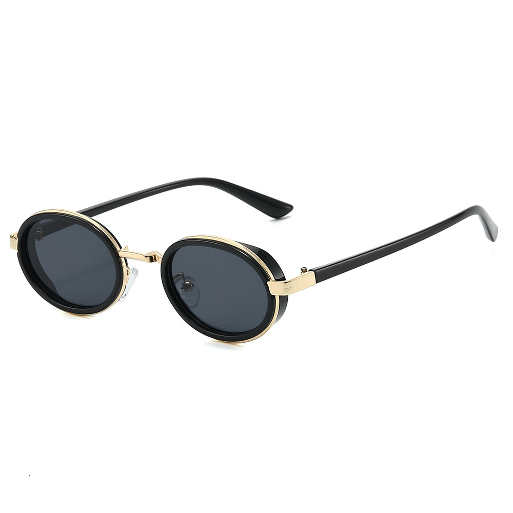 2026 New Model Steam European And American Small Frame Metallic Fashion Oval Futuristic Sunglasses Retro Punk Glasses