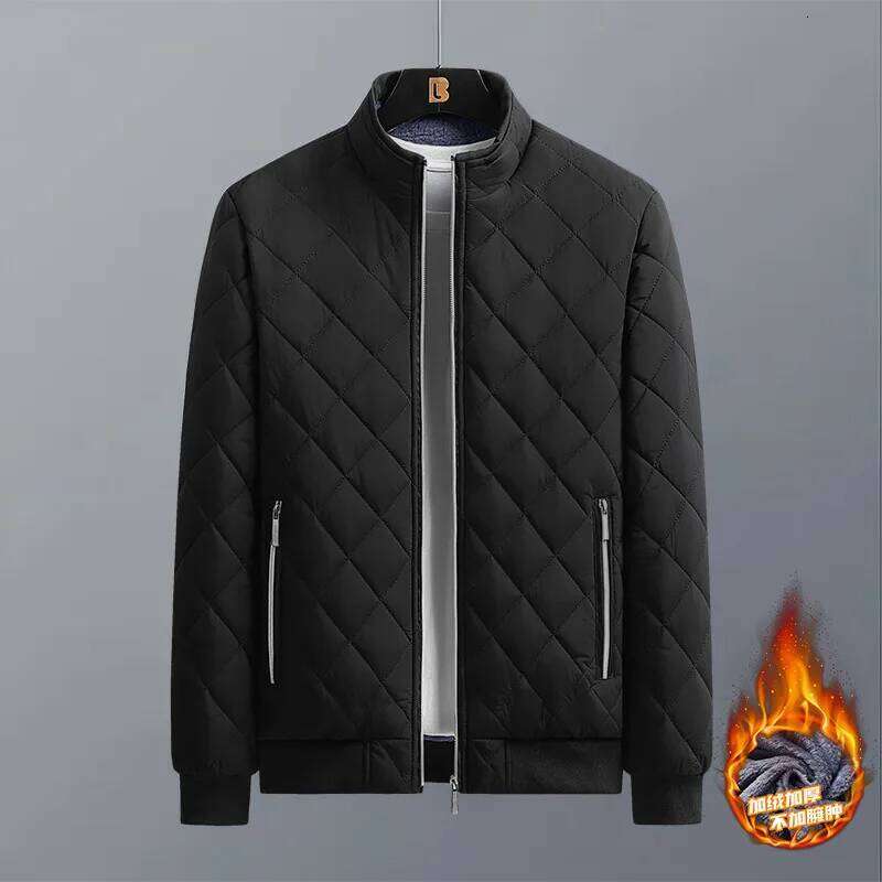 Autumn Winter Bomber Diamond Pattern Fleece Lined Casual Jacket Men Fashion Clothing 2023 Brand New Slim Fit Coat J260626 - view 7