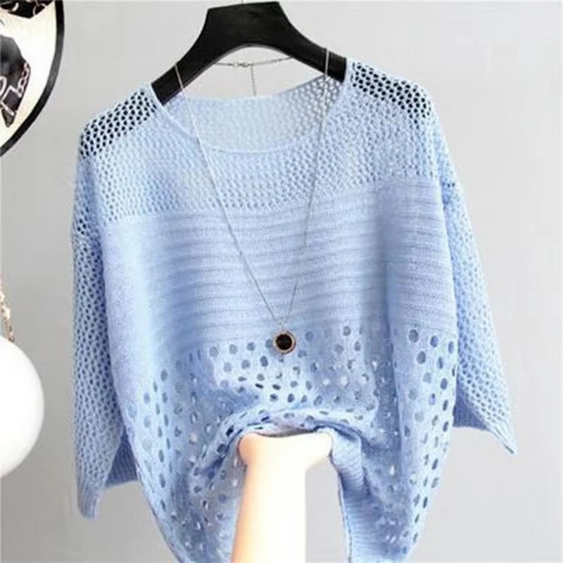 Fashion Ice Silk Women Knitted Vest Top Spring and Summer Hollow Out Thin Bottoming Sling Streetwear Clothing Simple Shirt 260626 - view 4