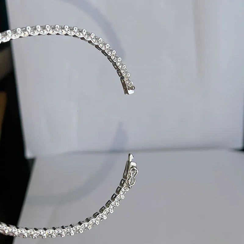 Pure 925 Sterling Silver Jewelry Women Spikes Round Zircons Bangle Wedding Jewelry Around Rivet Bangle Jewelry 260626 - view 7
