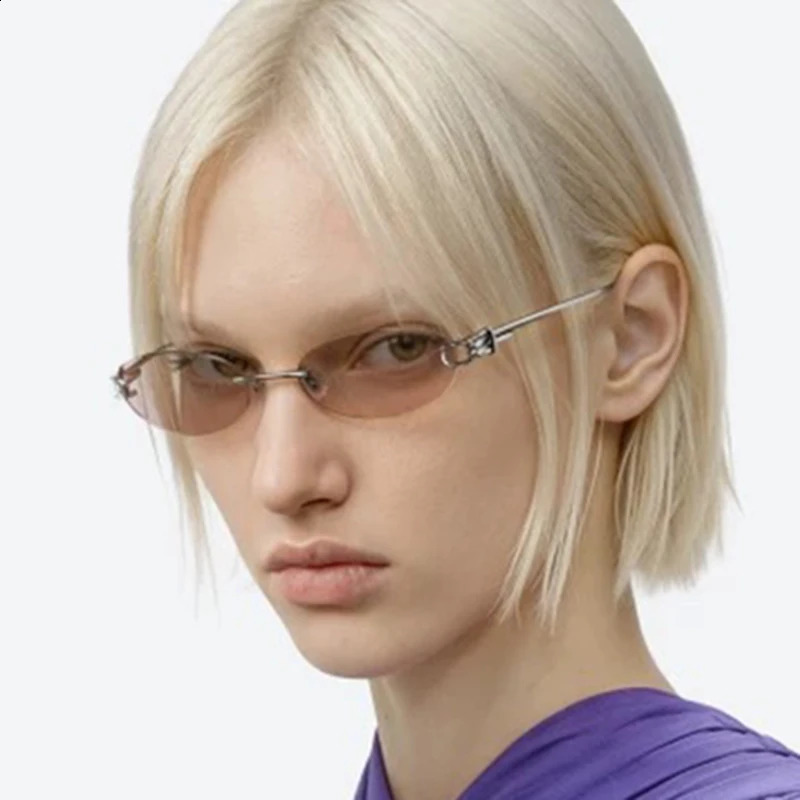 y2k Rimless Oval Sunglasses Women For Men Male 2026 Sun Glasses Vintage y Metal Punk Outdoor Knot Rope Small Eye Glasses 260626 - view 4