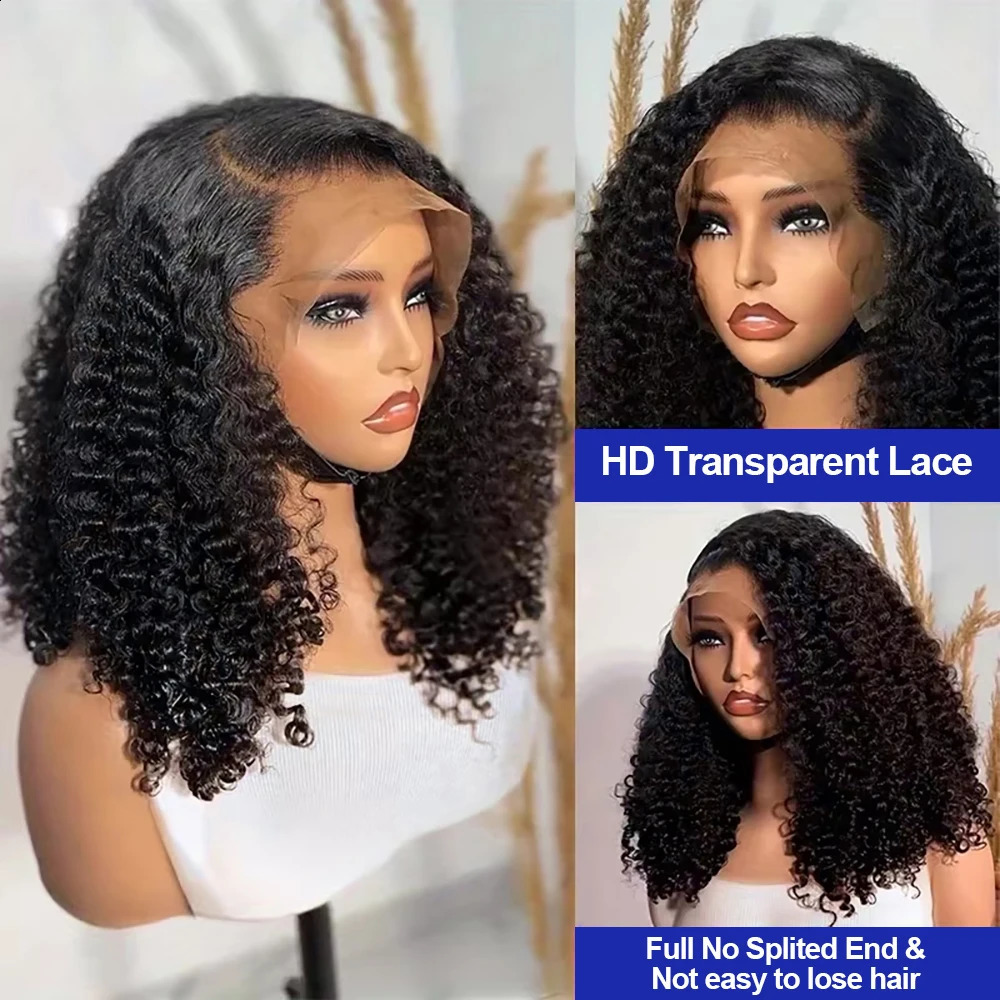 250 Deep Wave 13x6 HD Lace Frontal Wig Short Bob Wigs Glueless Human Hair Water Wave Curly Transparent Lace Front Wig For Women 260625 - view 5