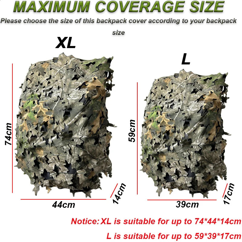 3D Bionic Leaf Shape Backpack Cover Iaser Cutting Outdoor Hunting Camo Backpack Cover Hunting Backpack Accessories 260626 - view 4