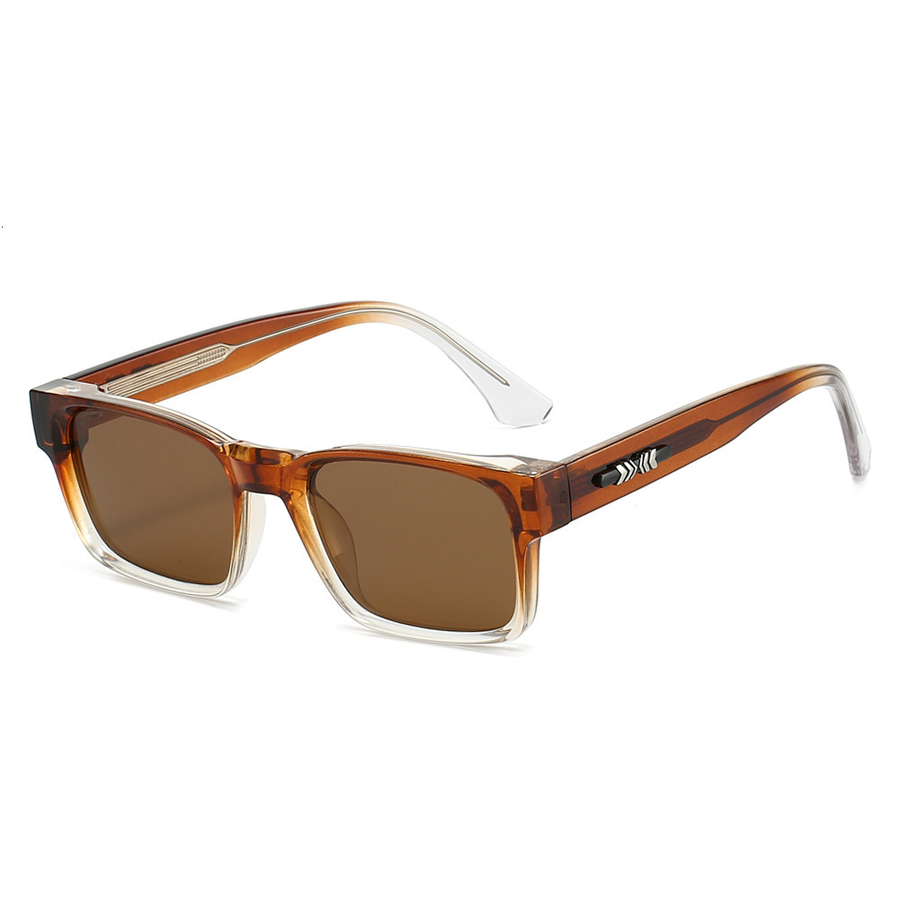New Polarized Sunglasses With Pin Design, European American Fashion Square Sunglasses, Simple Sun Protection Eyewear For Men And Women - view 4
