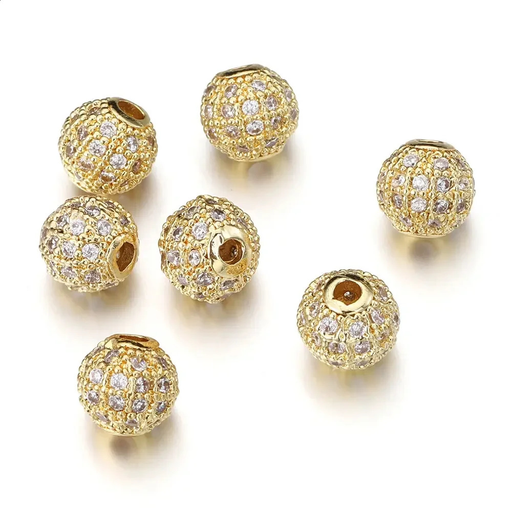 5pcs Metal Brass Micro Pave Cubic Zirconia Round Spacer Loose Beads for DIY Charms Necklace Bracelet Jewelry Making Accessories 260623 - view 7