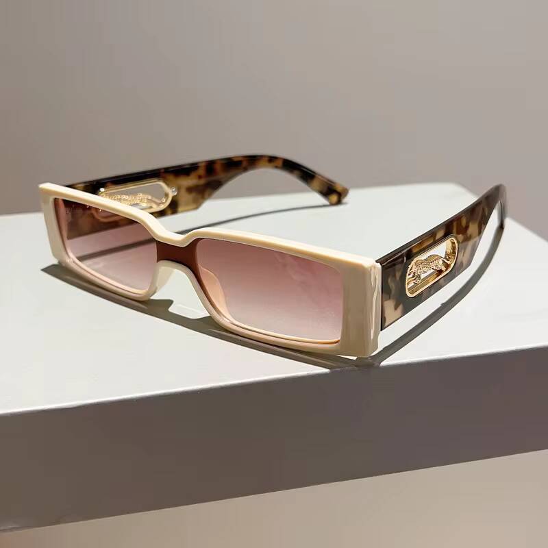 Designer Small Frame Rectangle Sunglasses Women For Men Vintage Fashion Sun Glasses Trending Punk Leopard Shades UV