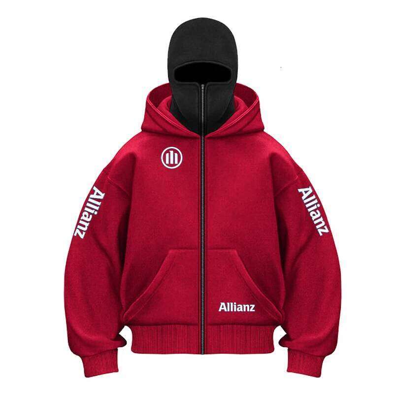2026 Allianz logo Hombres Zip capucha Invierno Clido Casual Sudadera Y2K con Capucha Mascarilla Diseo de Cremalle W260626 - view 3