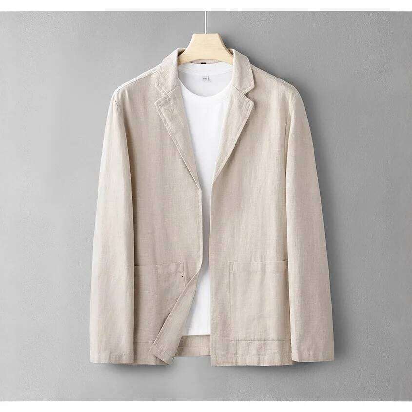2026 Men's Simple Casual Spring and Summer Thin Jacket Fashion Loose Linen Suit 26L0626 - view 3
