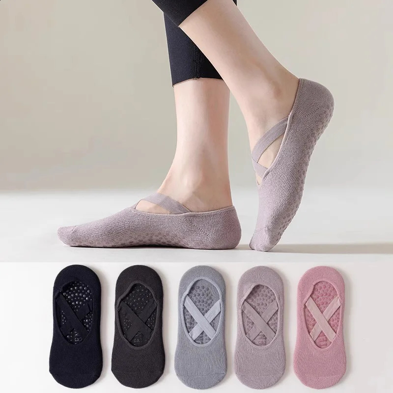 5 Pairs of Womens Non-Slip Yoga Socks for Dance Pilates Gym Breathable Cotton No-Show Socks with Silicone Grip Indoor Workout 260626 - view 3