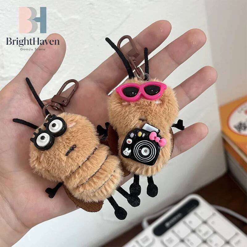 1/3Pcs Cute Cockroach Doll Keychain Creative Stuffed Animal Keyring School Bag Pendant Backpack Hanging Decoration Lovely Gift 26Y0626 - view 5