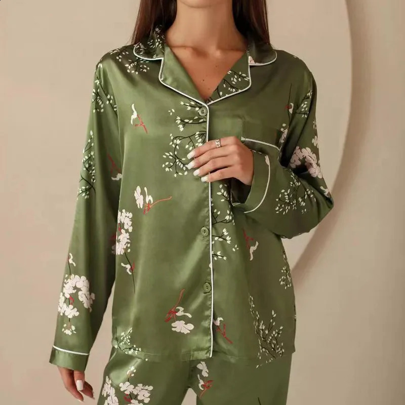 Women Pajamas Silk Womens Spring Summer Longsleeved Satin Loungewear Sleepwear Pjamas for 260625 - view 3