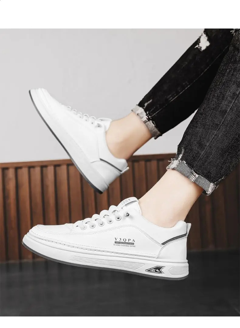 Mens White Platform Sneakers 2026 Autumn Breathable PU Thick Sole Casual Daily Streetwear Korean Style Footwear 260626 - view 6