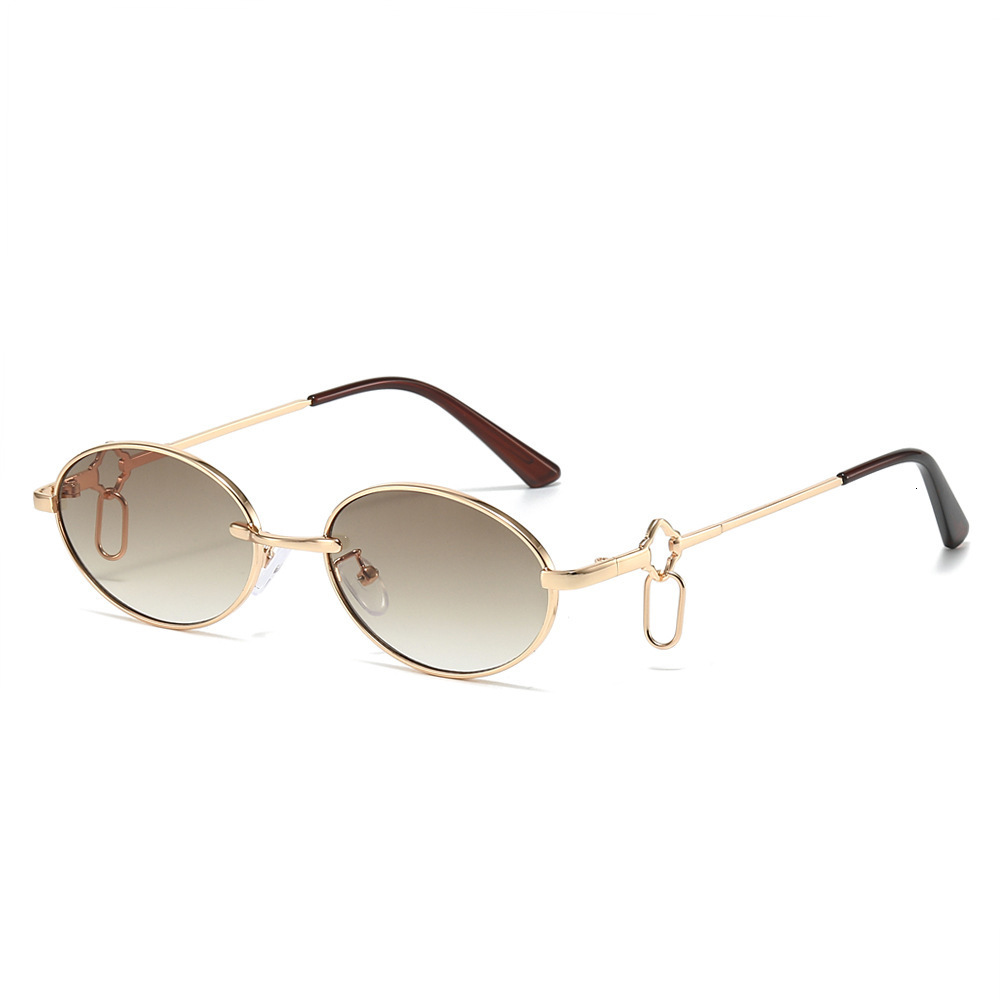 New Oval Metal 2026 European And American Style Unique Hip-Hop Internet Celebrity Ins Double Ring Buckle Fashion Sunglasses - view 3