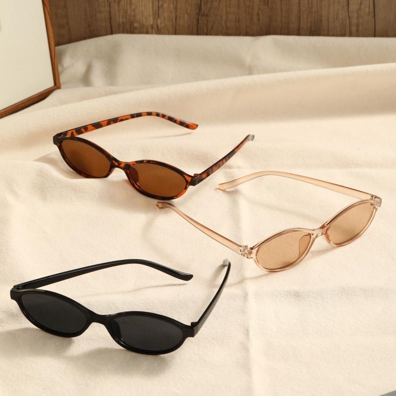 Unique trendy narrow frame oval sunglasses for women high quality cross border beach sun protection UV protection internet celebrity sunglasses - view 3