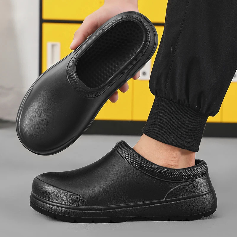 Mens Chef Shoes Anti Slip Oil Resistant Dirt Resistant Shoes Kitchen Work Shoes Quick Dry Rain Shoes Large Size Breath Clogs 260626 - view 7