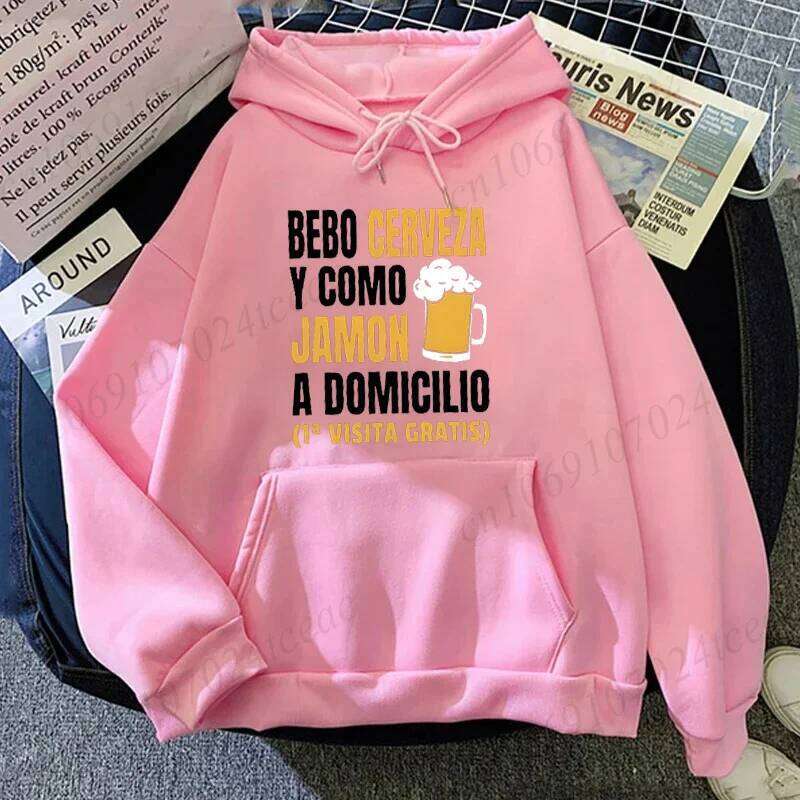 New Autumn Winter Sports Style Hooded Sweatshirt BEBO CERVEZA Y COMO JAMON A DOMICILIO Fashionable Trendy Men's Hoodies Tops W260626 - view 5