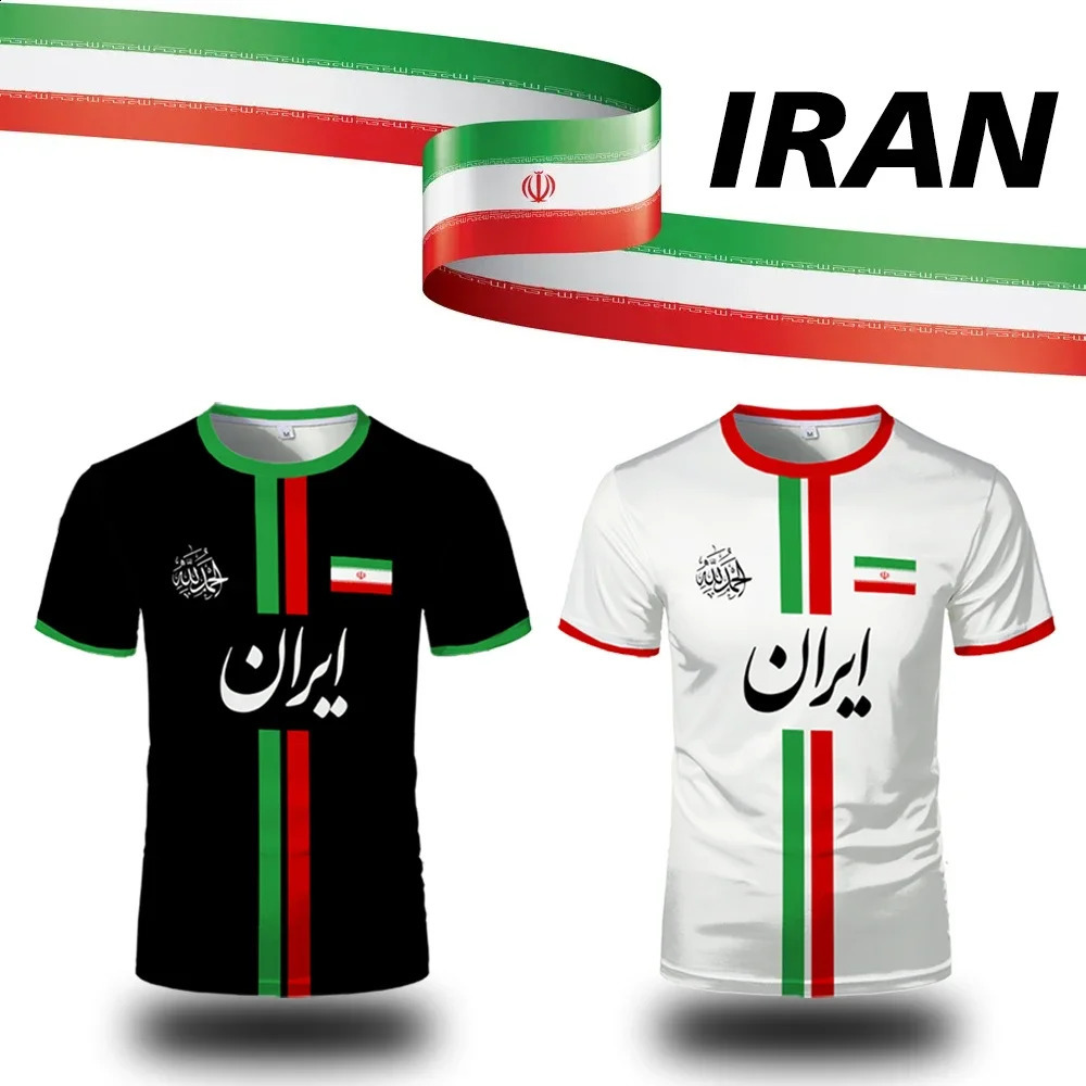 Iran Football Summer Sports Breathable Quickdrying ONeck Short Sleeve Tshirt Iranian Flag Map Pattern Unisex Tops Gift 260626