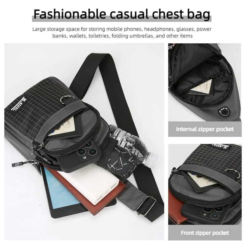 Bag Chest Mens with Multifunctional Multi-layer Storage Space Sports Chest Bag Suitable for Commuting Hiking Cycling and Other M260626 - view 5