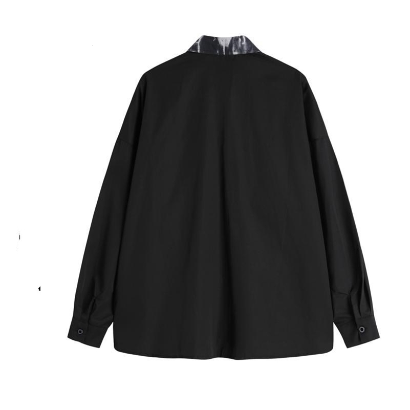 Spring Autumn Fashion Turn-down Collar Long Sleeve Tie Dye Blouse Mens Clothing Patchwork Chain Button Korean Trend Shirts 260616 - view 3