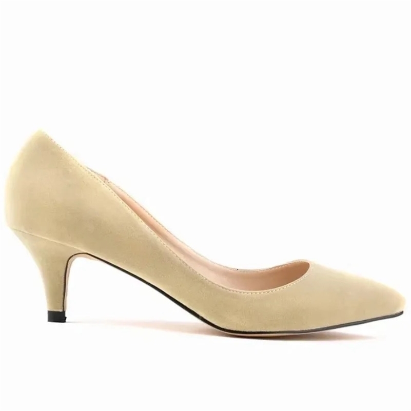 Large Size Women Solid Color Pumps Classic 5cm Low High Heels Breathable slip on Pointed Toe Stiletto Female Work Wedding Shoes 260625