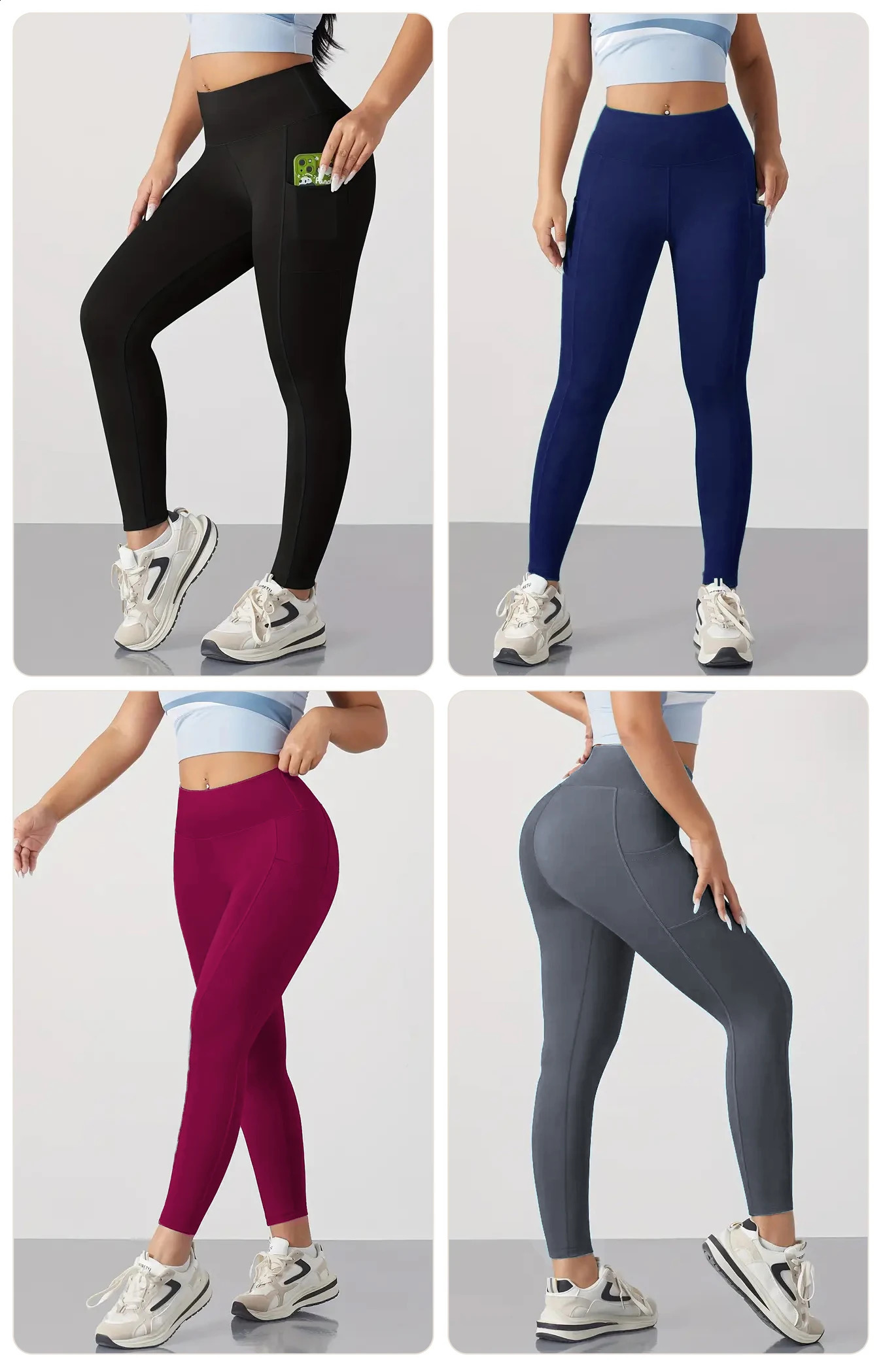 4pcs WomenS Workout Set HighWaisted Long Thick Leggings with Fleece for Fitness And Running Compression Pants Ideal Ou 260625 - view 6