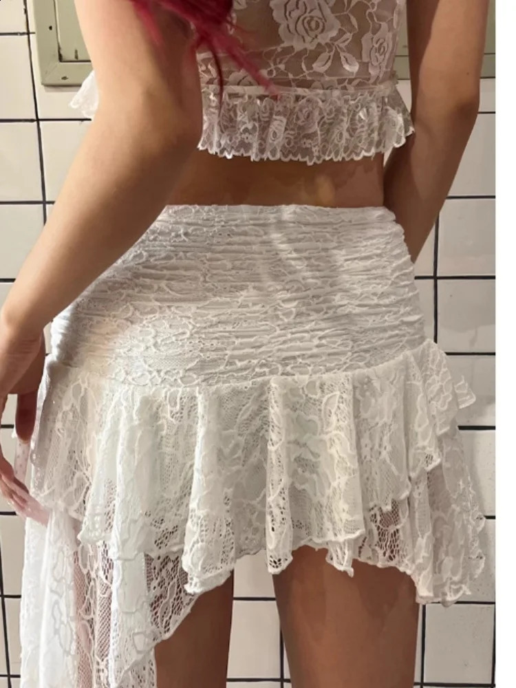 Cute Ruffle Bloomer Skirts Womens Summer Vintage Lace Floral Skirt High Rise Tiered Ruffled Flowy Short Mini A Line 2026 260626 - view 3
