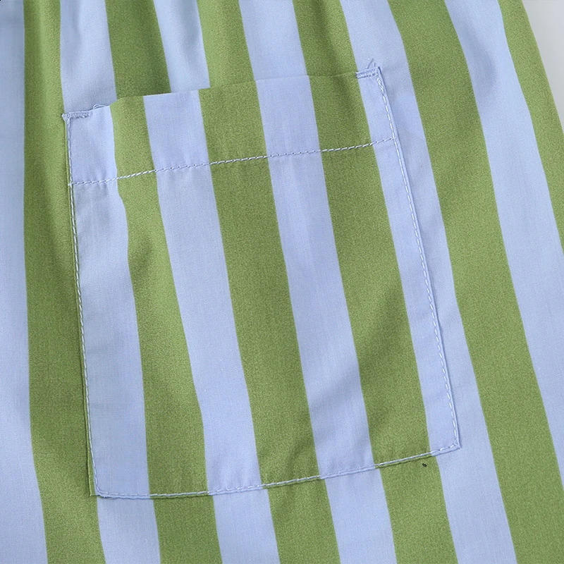 Willshela Women Fashion Green Striped Drawstring Mini Shorts Vintage High Elastic Waist Female Chic Lady 260626 - view 7