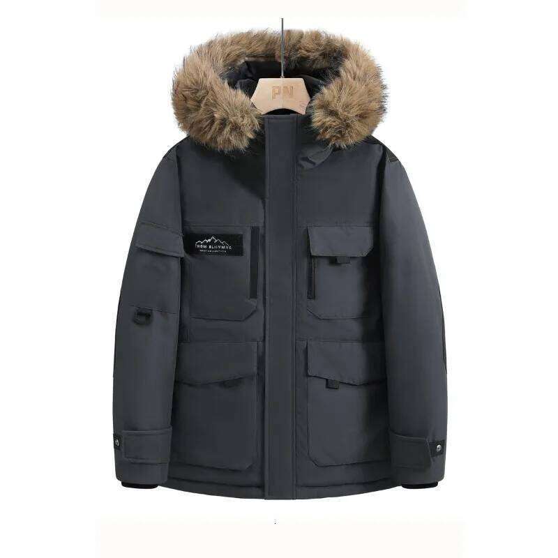 Outdoor Mountaineering Cotton-padded Fashionable and Casual Couple Down Jackets Men's Mid-length Thick Winter Workwear W260626