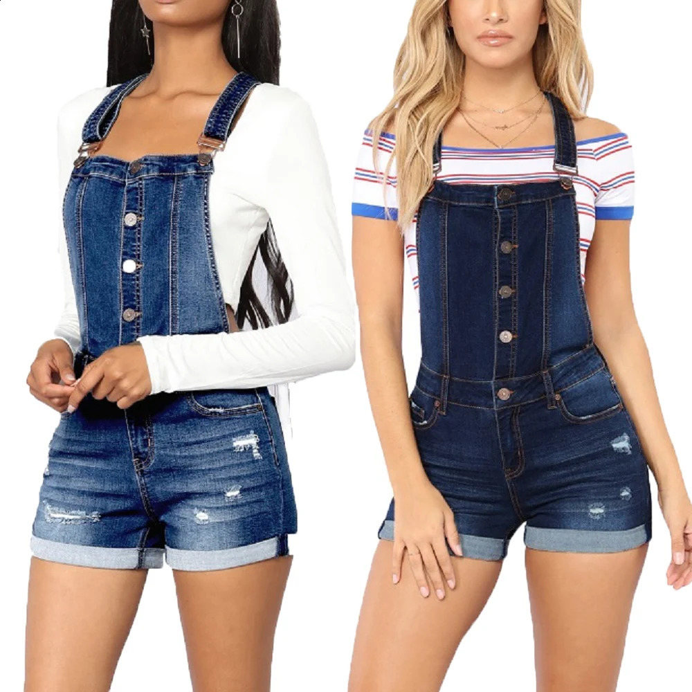 Women Summer Denim Bib Overalls Jeans Shorts Jumpsuits and Rompers Playsuit 260626