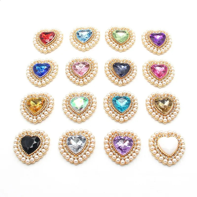 10Pcs 26 27mm Rhinestone Pearl Peach Heart Alloy Jewelry Accessories Handmade Diy Wedding Dress Headwear Decoration Accessorie 260623 - view 1