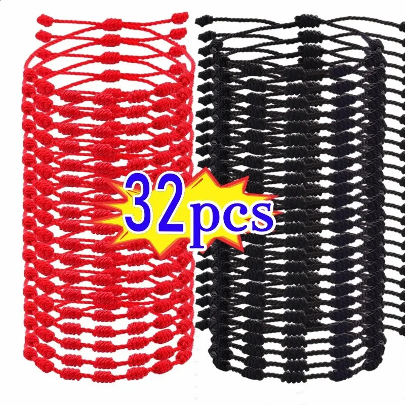 Handmade 7 Knots Red String Bracelet for Women Protection Good Luck Amulet Friendship Braid Rope Wristband Jewelry Friend Gifts 260617