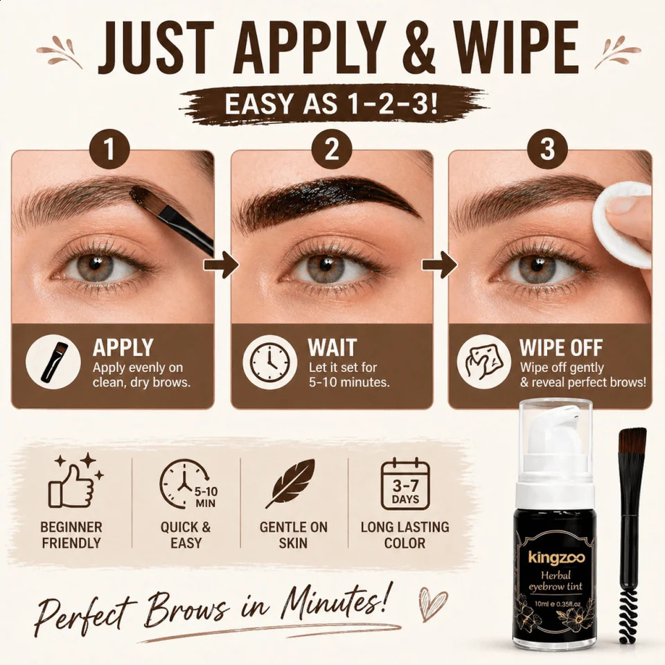 Professional Henna Brow Tint Kit Black Brown Waterproof Long Lasting Eyebrow Dye for Home Use Natural Looking Brow Enhancer 260626 - view 5