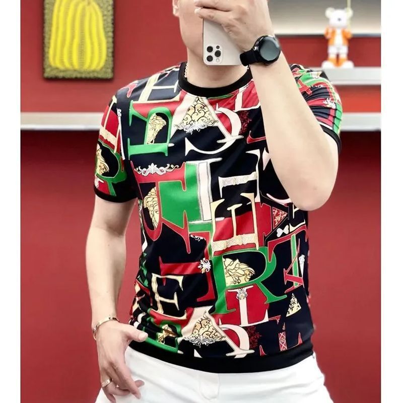 2026 Summer New Fashion Men's Round Neck Trendy Slim Fit Printed Versatile Niche Casual Short Sleeve - view 6
