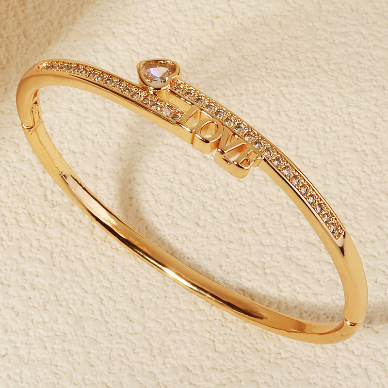 Bracelet Fashionable And Exquisitely Designed Diamond Inlaid Bracelet Light Luxury Gold Versatile Women's Buckle Bracelet Designer Hard Body Brac - view 5