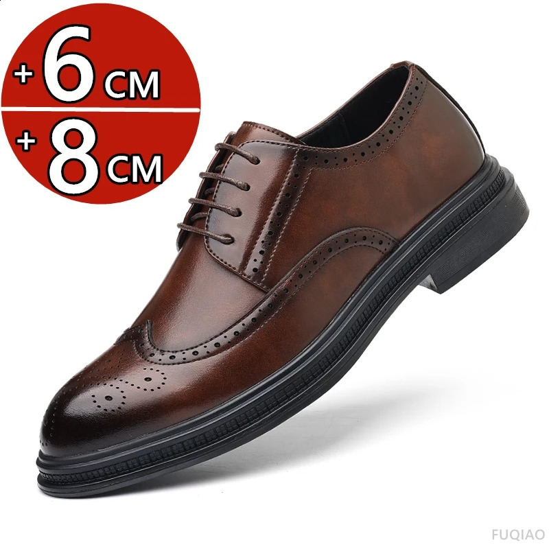 Big Size Man Elevator Shoes Business Dress Leather 368cm Men Formal High Quality Brogues Oxfords Versatile Wedding 260624 - view 1
