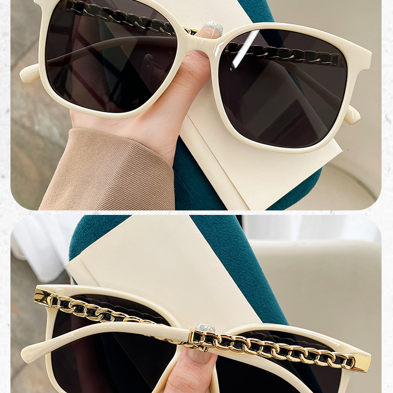 2026 New Women's Designer Round Small Frame Chain Leg Personalized Versatile Trendy Luxury High Quality Fragrant Women's Sunglasses Sunshade - view 8