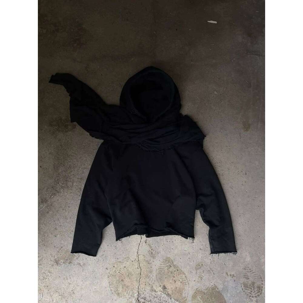 Personalized street niche headscarf patchwork hooded sweatshirt, early autumn new style pullover casual top W260626 - view 1
