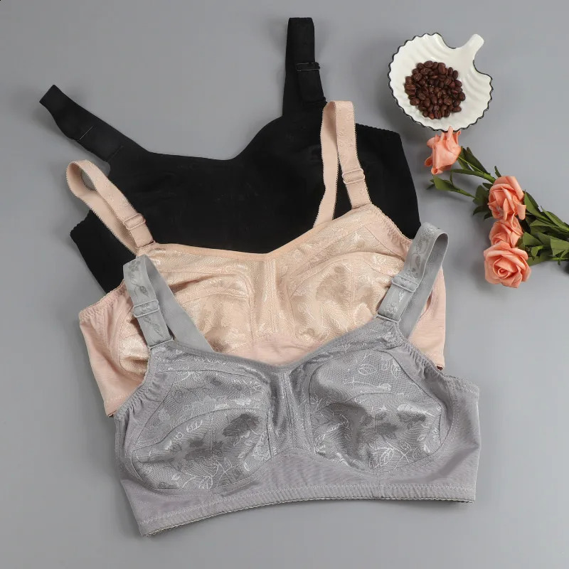 Black Big Women Bras Plus Size Lace Bra For Unlined Full Coverage Thin Wireless Adjustedstraps D Cup Comfort WomenBras 260626 - view 6