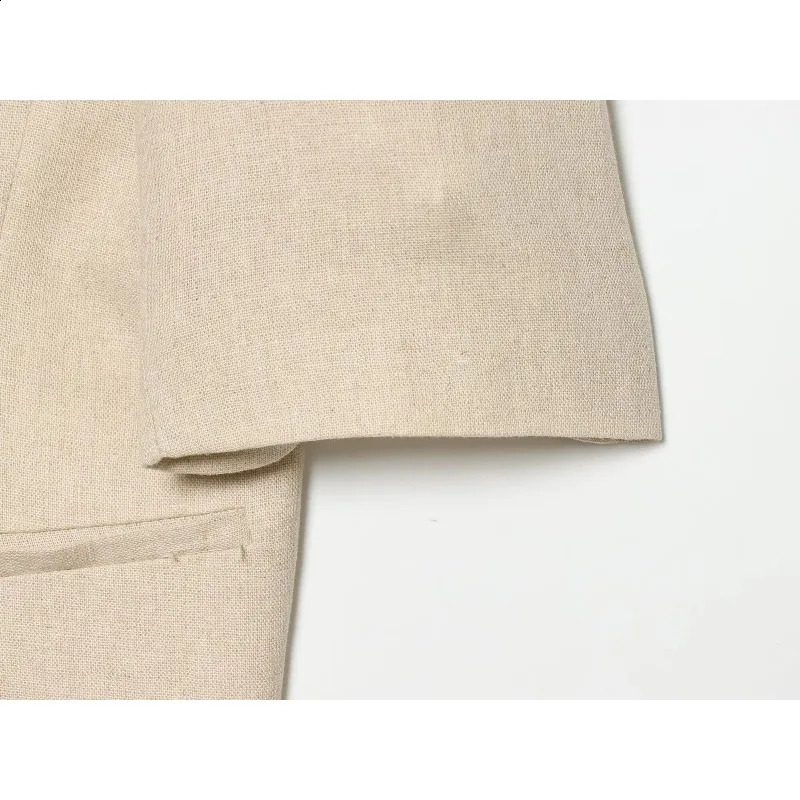 ZHIO 2026 Summer Arrival Womens Simple Casual Notch Lapel Linen Blend Short Sleeve Blazer Jacket 260626 - view 7