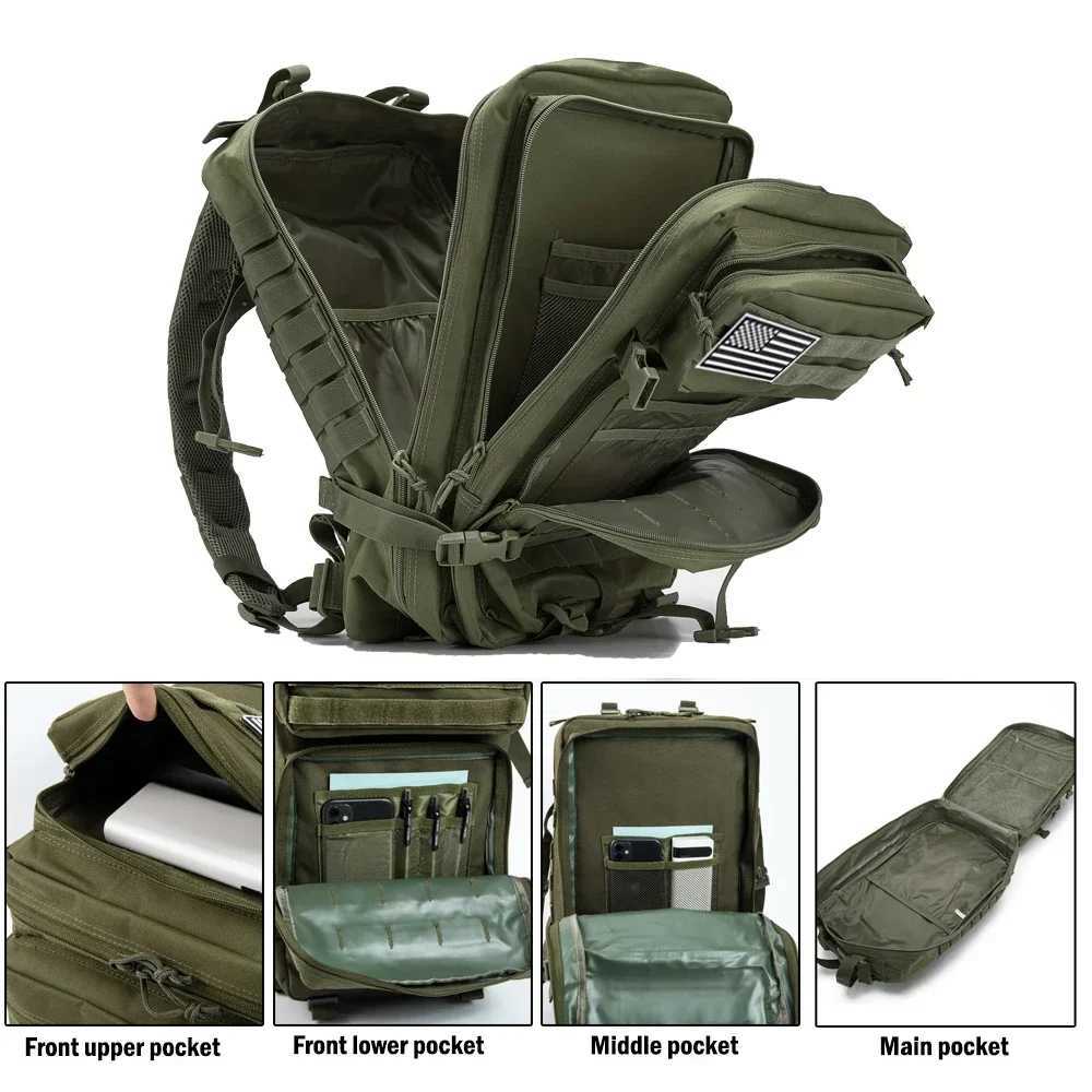 Tactical Backpack Large Capacity 45L Outdoor Rucksack 3 Day Fitness Hiking Bag Hiking Camping Gear Backpacks M260626 - view 6